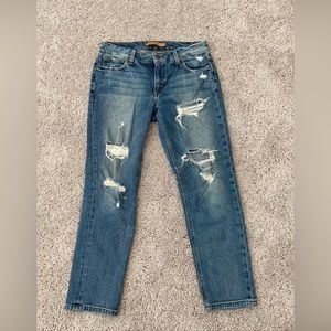 Joe’s Women Blue Diatressed Billie Crop Boyfriend Slim Jeans 26